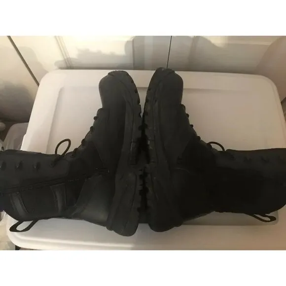 HY-TEST STEEL TOE  Safety Side Zip/lace BLACK LEATHER BOOTS Men’s Sz 11.5 M‎