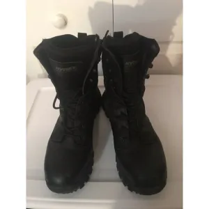 HY-TEST STEEL TOE  Safety Side Zip/lace BLACK LEATHER BOOTS Men’s Sz 11.5 M‎