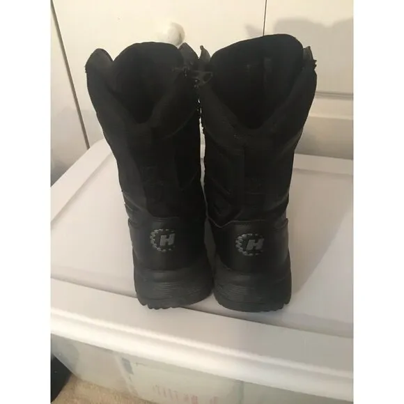 HY-TEST STEEL TOE  Safety Side Zip/lace BLACK LEATHER BOOTS Men’s Sz 11.5 M‎