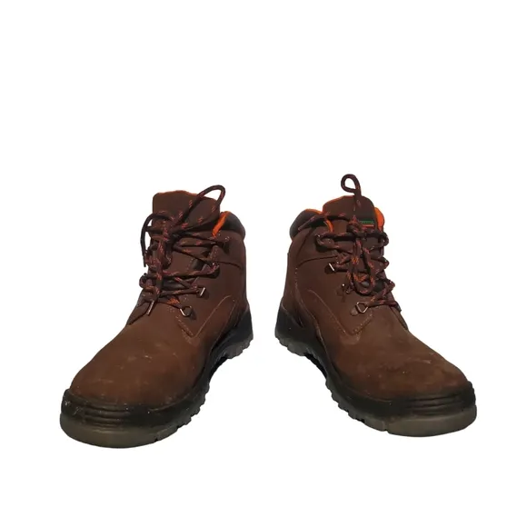 Hytest Brown Leather Lace-Up Waterproof Safety Toe Work Boots Men's Size 10.5W