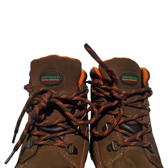 Hytest Brown Leather Lace-Up Waterproof Safety Toe Work Boots Men's Size 10.5W