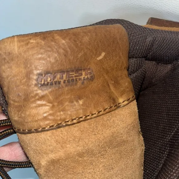 Hytest Brown Leather Steel Toe Safety Boots Sturdy Construction NWOT