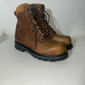 Hytest Brown Leather Steel Toe Safety Boots Sturdy Construction NWOT