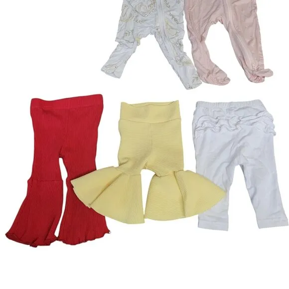 Infant Baby Girl 3-6 Month Lot of 14 Bundle Clothing Shoes Sleepers Bamboo Pants