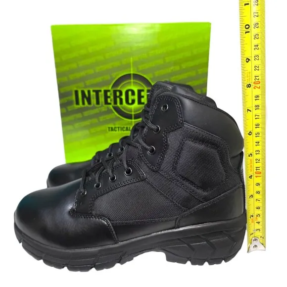 Interceptor Tactical Boots Oil Slip Resistant Womens Litefast 6&quot; Soft Toe Black