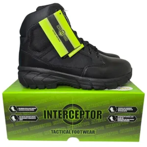 Interceptor Tactical Boots Oil Slip Resistant Womens Litefast 6&quot; Soft Toe Black