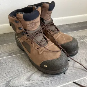 Irish Setter Brown and Black Work Boots with safety toe and metguard. M12