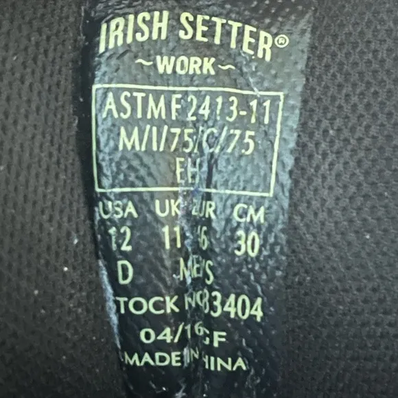 Irish Settler Safety Steel Toe Boots Sz 12