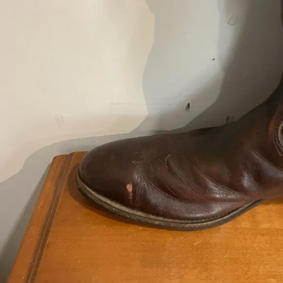Iron Age Steel Toe Cowboy Boots Phoenix Rising Rainbow Stitch Brown Leather Sz 9
