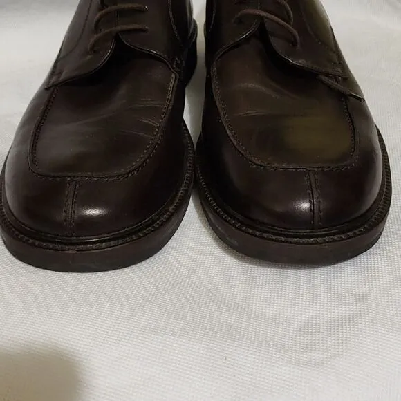 J. Crew Mens Dark Brown Leather Oxfords Lace Up Shoes Split toe. Size 12. Italy.