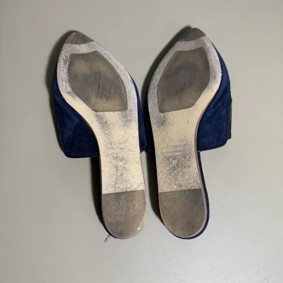 Jenni Kayne, women's, blue suede point toe mules, flats, 37, 7