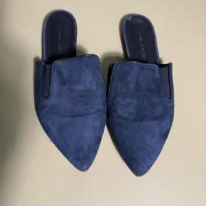 Jenni Kayne, women's, blue suede point toe mules, flats, 37, 7