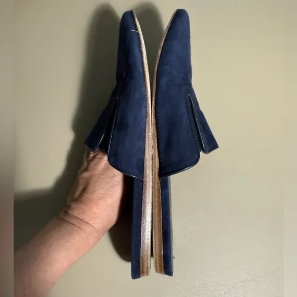 Jenni Kayne, women's, blue suede point toe mules, flats, 37, 7