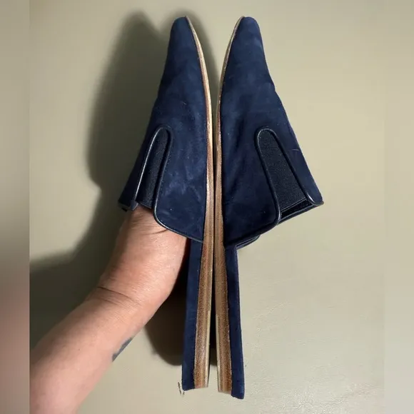 Jenni Kayne, women's, blue suede point toe mules, flats, 37, 7
