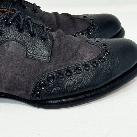 John Fluevog Virtue Pound Lace-Up Derby‎ Wingtip Men's Shoes Size 9.5 Black