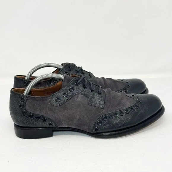 John Fluevog Virtue Pound Lace-Up Derby‎ Wingtip Men's Shoes Size 9.5 Black
