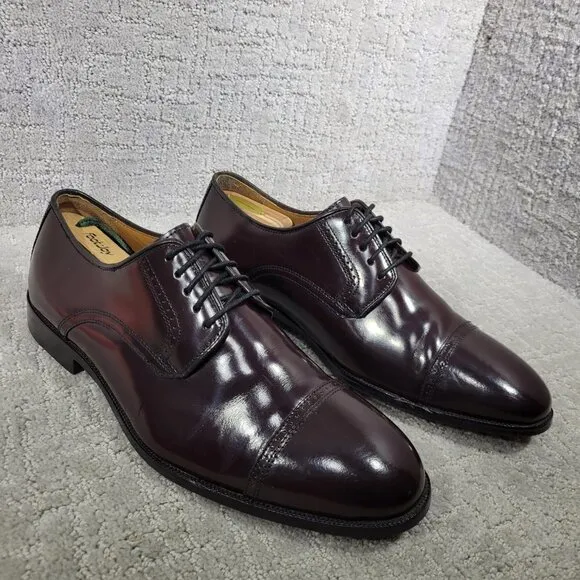 Johnston &amp; Murphy Bradford Men's 11 3E Red Burgundy Leather Cap Toe Oxford Shoes