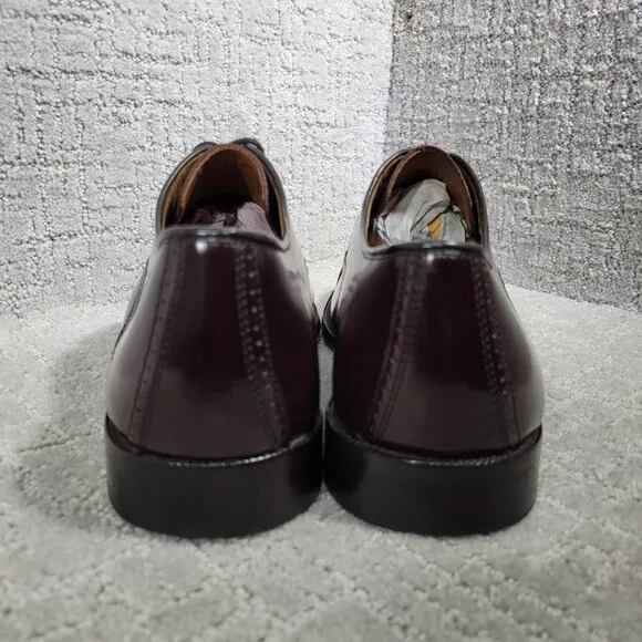 Johnston &amp; Murphy Bradford Men's 11 3E Red Burgundy Leather Cap Toe Oxford Shoes