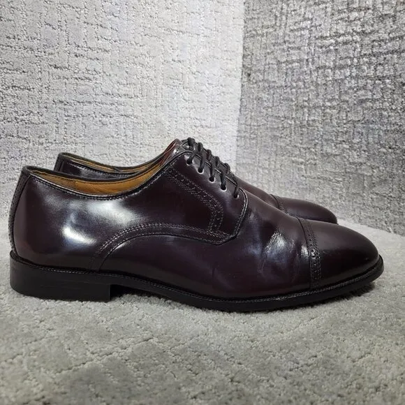 Johnston &amp; Murphy Bradford Men's 11 3E Red Burgundy Leather Cap Toe Oxford Shoes
