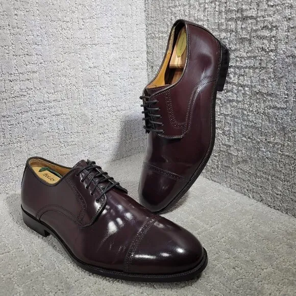 Johnston &amp; Murphy Bradford Men's 11 3E Red Burgundy Leather Cap Toe Oxford Shoes