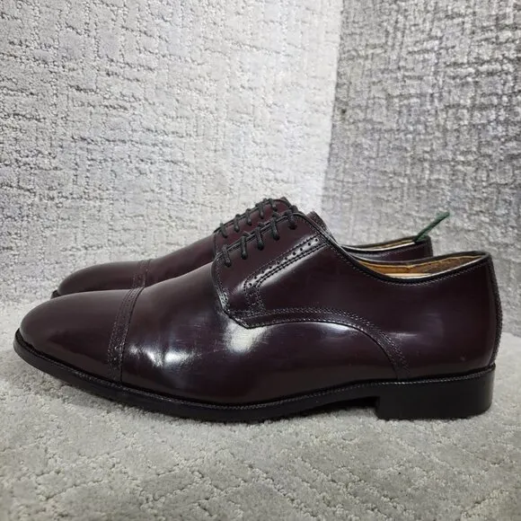 Johnston &amp; Murphy Bradford Men's 11 3E Red Burgundy Leather Cap Toe Oxford Shoes