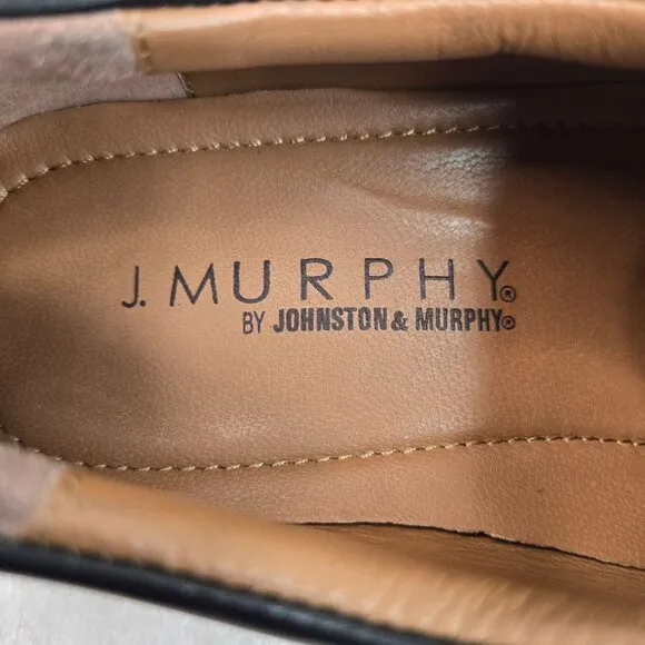 Johnston &amp; Murphy Oxford Dress Shoes Men Sz 12 Black Leather Preppy Work Lace Up