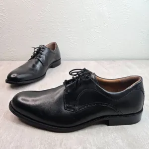 Johnston &amp; Murphy Oxford Dress Shoes Men Sz 12 Black Leather Preppy Work Lace Up