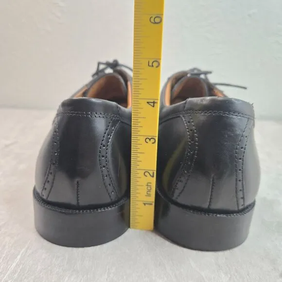 Johnston &amp; Murphy Oxford Dress Shoes Men Sz 12 Black Leather Preppy Work Lace Up
