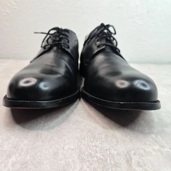 Johnston &amp; Murphy Oxford Dress Shoes Men Sz 12 Black Leather Preppy Work Lace Up