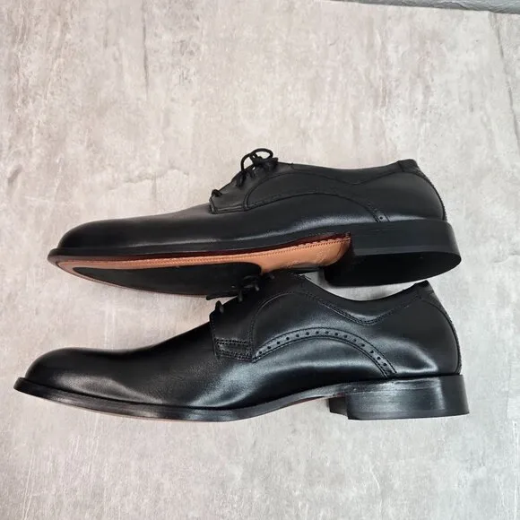 Johnston &amp; Murphy Oxford Dress Shoes Men Sz 12 Black Leather Preppy Work Lace Up