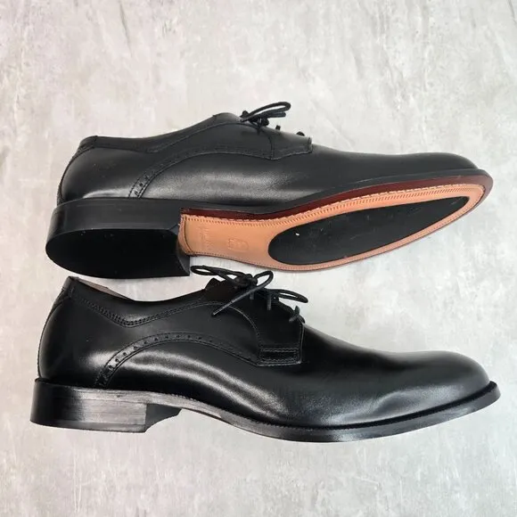 Johnston &amp; Murphy Oxford Dress Shoes Men Sz 12 Black Leather Preppy Work Lace Up