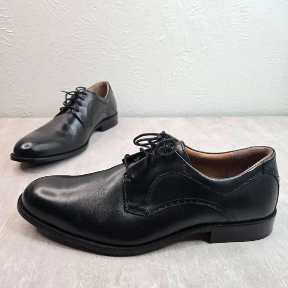 Johnston &amp; Murphy Oxford Dress Shoes Men Sz 12 Black Leather Preppy Work Lace Up