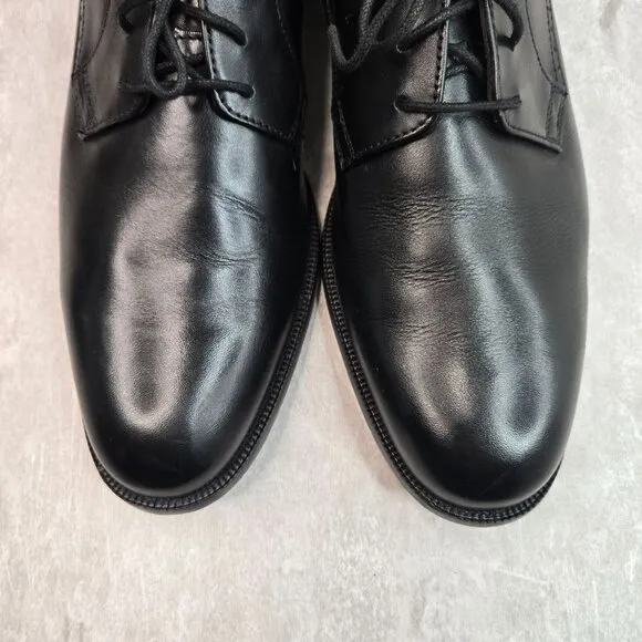 Johnston &amp; Murphy Oxford Dress Shoes Men Sz 12 Black Leather Preppy Work Lace Up