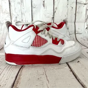 JORDAN 4 Retro “Alternate 89” Youth, Red and White Basketball Shoes (Size 1Y)
