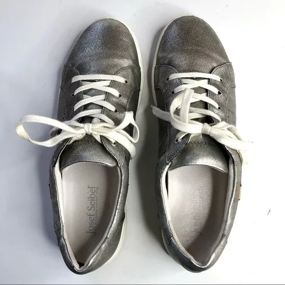 Josef Seibel metallic silver sneakers orthopedic liners comfort shoes size 41