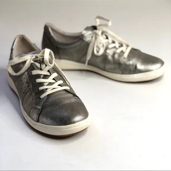 Josef Seibel metallic silver sneakers orthopedic liners comfort shoes size 41