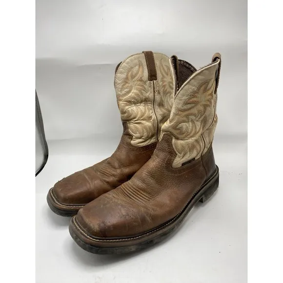 Justin Boots Men Western 13 D Stampede Brown Leather Composite Safety Toe 4211