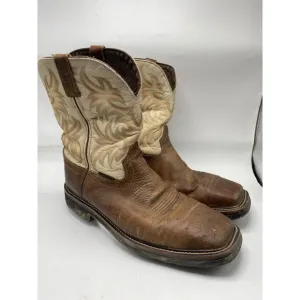 Justin Boots Men Western 13 D Stampede Brown Leather Composite Safety Toe 4211