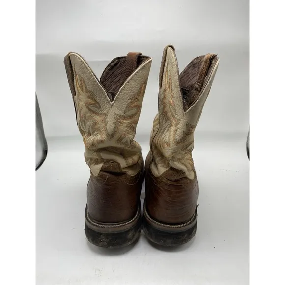 Justin Boots Men Western 13 D Stampede Brown Leather Composite Safety Toe 4211