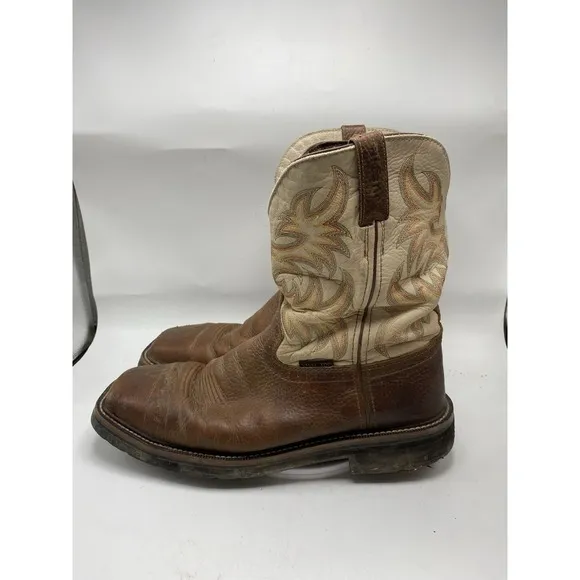 Justin Boots Men Western 13 D Stampede Brown Leather Composite Safety Toe 4211