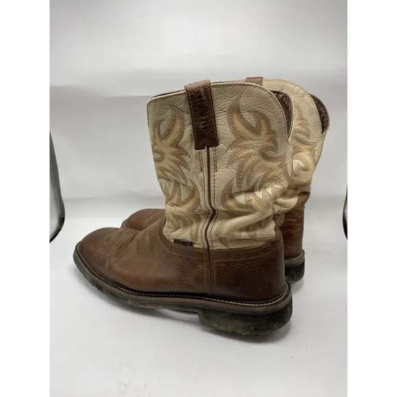 Justin Boots Men Western 13 D Stampede Brown Leather Composite Safety Toe 4211
