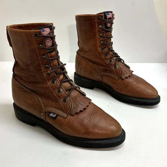 Justin L0762 Womens Comfort Work Boots Conductor Copper Brown Made in USA 10