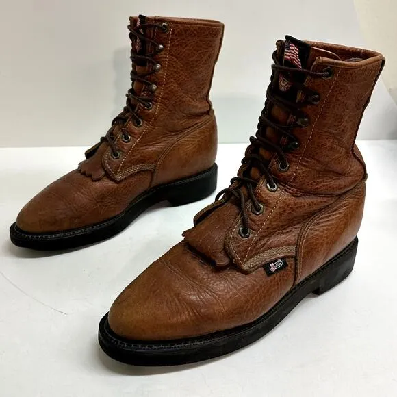 Justin L0762 Womens Comfort Work Boots Conductor Copper Brown Made in USA 10