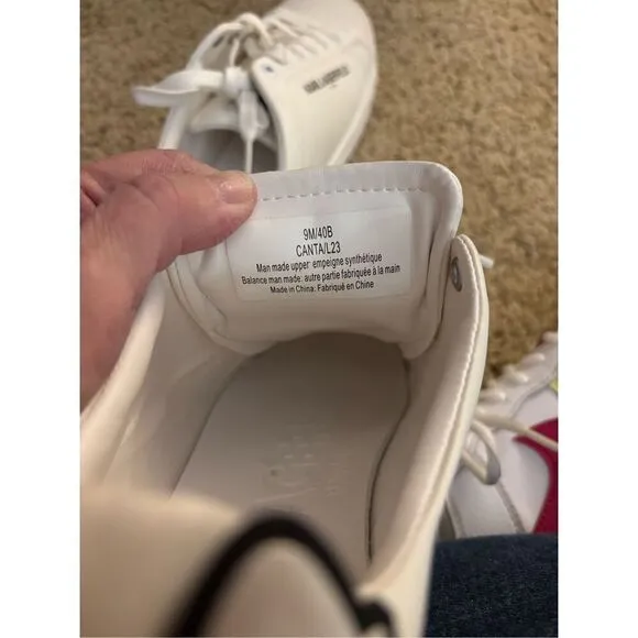 Karl Lagerfeld Paris Chella White Sneakers Cat &amp; Oldmen Logo Women Sz 9