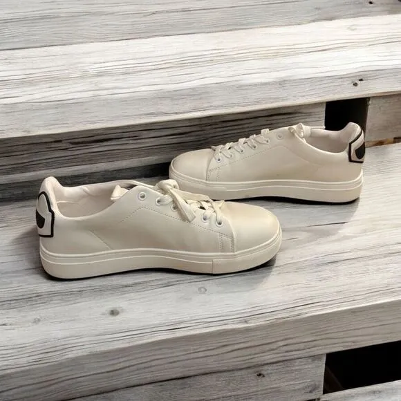 Karl Lagerfeld Paris Chella White Sneakers Cat &amp; Oldmen Logo Women Sz 9