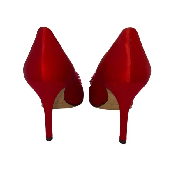 Kate Spade Red Satin Heels with Rosette Sz. 6