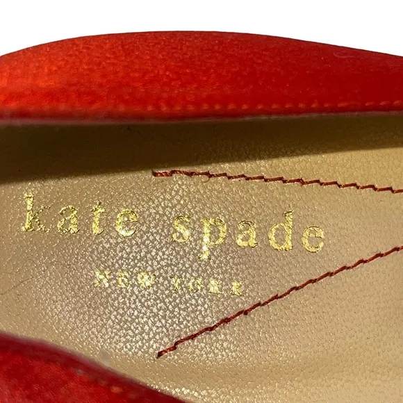 Kate Spade Red Satin Heels with Rosette Sz. 6