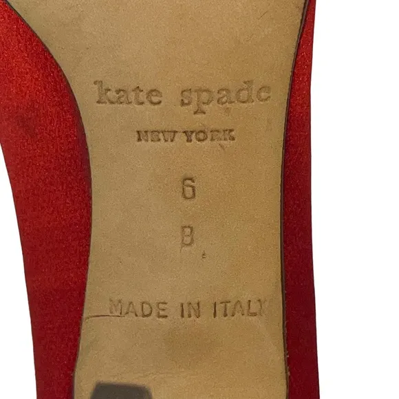 Kate Spade Red Satin Heels with Rosette Sz. 6