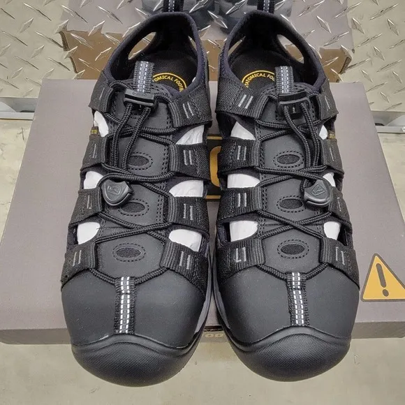 KEEN ATLANTA II COOLER Steel Toe‎ Work Shoes Sandals Black Men's 12 EE Wide