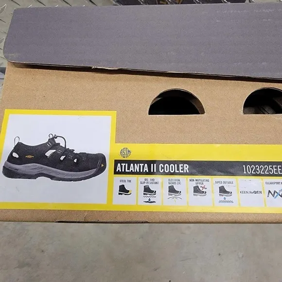 KEEN ATLANTA II COOLER Steel Toe‎ Work Shoes Sandals Black Men's 12 EE Wide